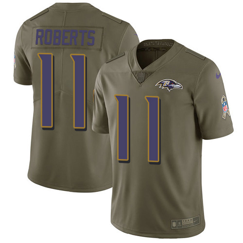 Baltimore Ravens #11 Seth Roberts Olive Youth Stitched Limited 2017 Salute To Service Jersey Youth