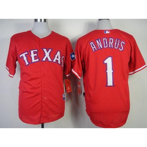 Texas Rangers #1 Elvis Andrus Red Stitched Jersey Men's