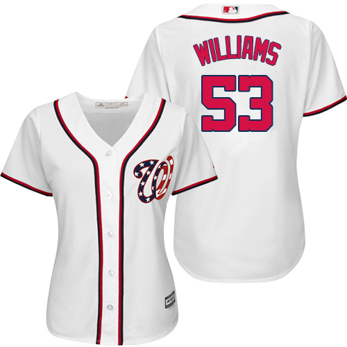 Washington Nationals #53 Austen Williams White Home Women's Stitched Jersey Womens