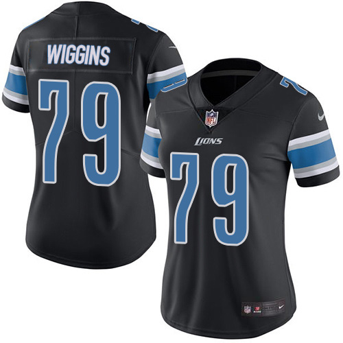 Detroit Lions #79 Kenny Wiggins Black Women's Stitched Limited Rush Jersey Womens
