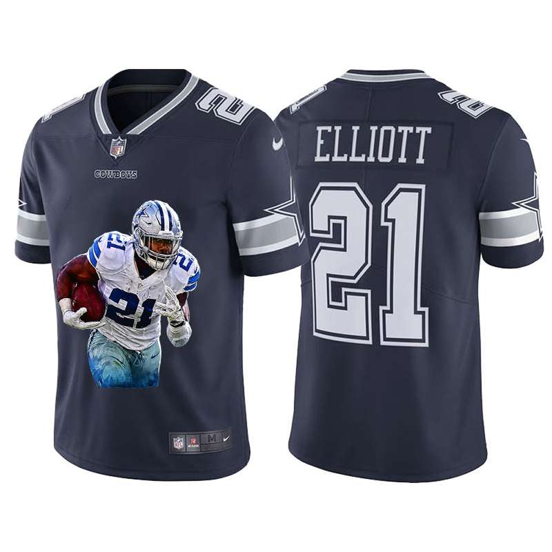 Dallas Cowboys #21 Ezekiel Elliott Men's Player Signature Moves Vapor Limited Jersey Navy Blue