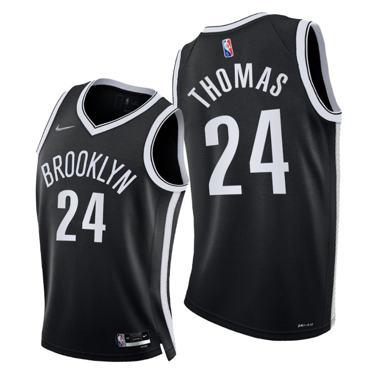 Nets #24 Cam Thomas Men's 2021-22 75th Diamond Anniversary Jersey Black