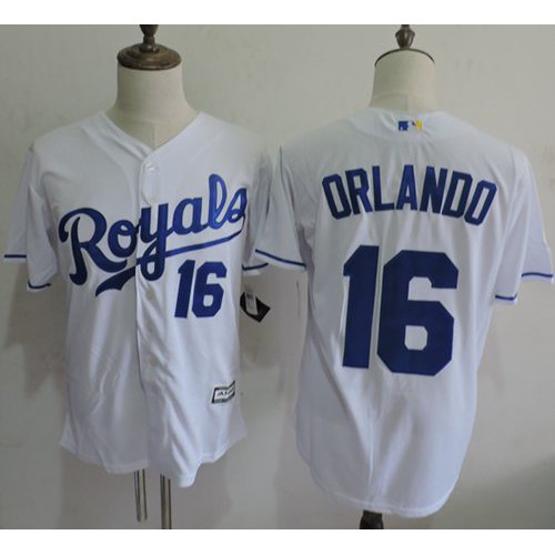 Kansas City Royals #16 Paulo Orlando White New Cool Base Stitched Jersey Men's