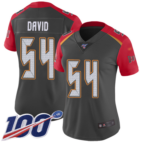 Buccaneers #54 Lavonte David Gray Women's Stitched Limited Inverted Legend 100th Season Jersey