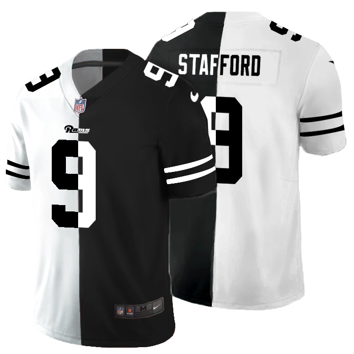 Los Angeles Rams #9 Matthew Stafford Men's Black V White Peace Split Vapor Untouchable Limited Jersey