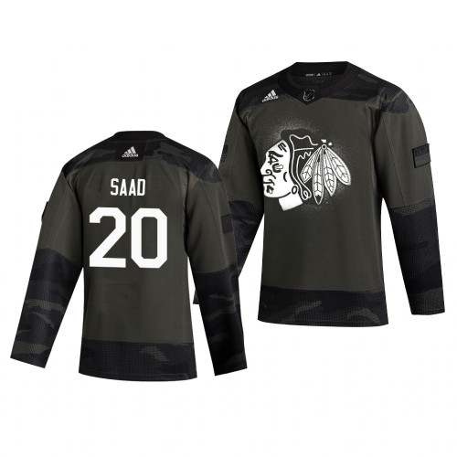 Chicago Chicago Blackhawks #20 Brandon Saad Adidas 2019 Veterans Day Men's Authentic Practice Jersey Camo Men's