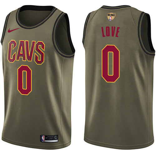 Cleveland Cavaliers #0 Kevin Love Green Salute to Service The Finals Patch Youth Swingman Jersey Youth