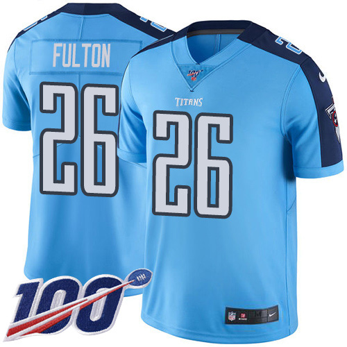 Tennessee Titans #26 Kristian Fulton Light Blue Youth Stitched Limited Rush 100th Season Jersey Youth