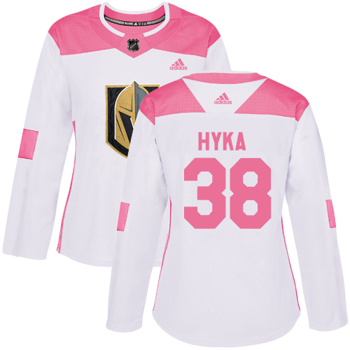 Adidas Golden Vegas Golden Knights #38 Tomas Hyka White/Pink Authentic Fashion Women's Stitched Jersey Womens