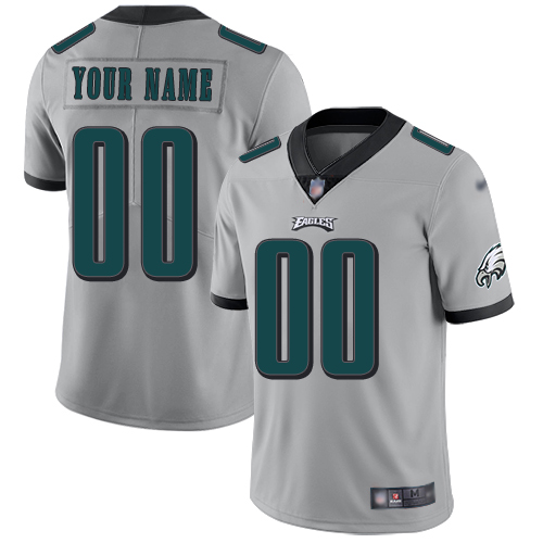 Philadelphia Eagles Customized Silver Men's Stitched Limited Inverted Legend Jersey