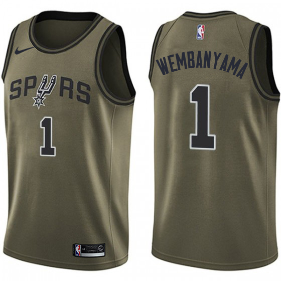 San Antonio Spurs #1 Victor Wembanyama Green Women's Swingman Salute To Service Jersey