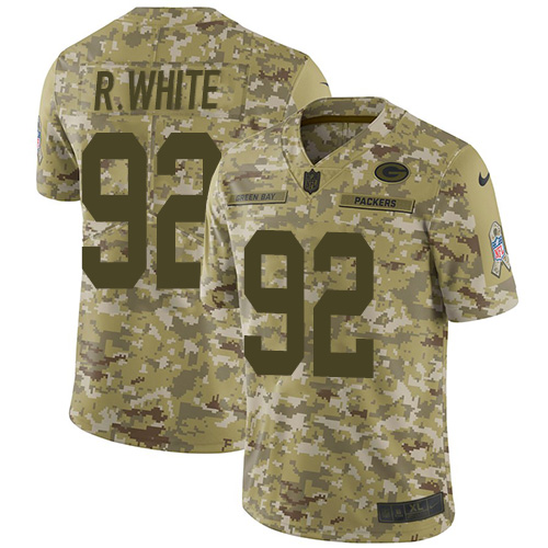 Packers #92 Reggie White Camo Youth Stitched Limited 2018 Salute To Service Jersey