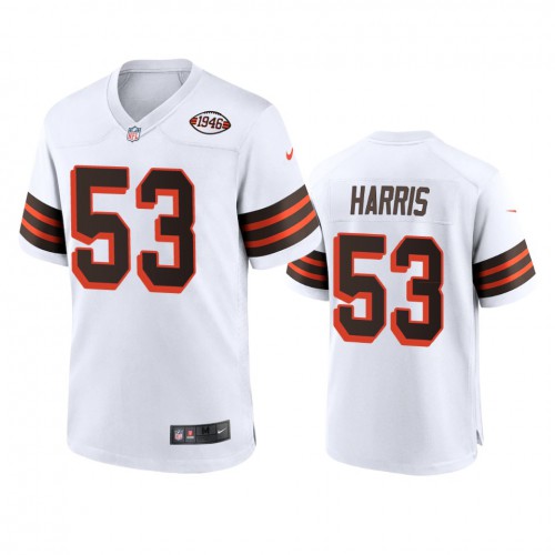 Men's Cleveland Browns #53 Nick Harris 1946 Collection Alternate Game Limited Jersey - White Men's