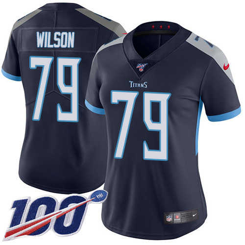 Tennessee Titans #79 Isaiah Wilson Navy Blue Team Color Women's Stitched 100th Season Vapor Untouchable Limited Jersey Womens