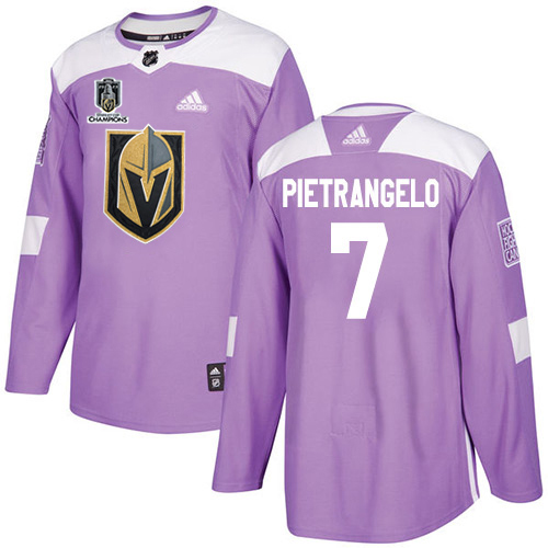 Adidas Golden Knights #7 Alex Pietrangelo Purple 2023 Stanley Cup Champions Authentic Fights Cancer Stitched Jersey
