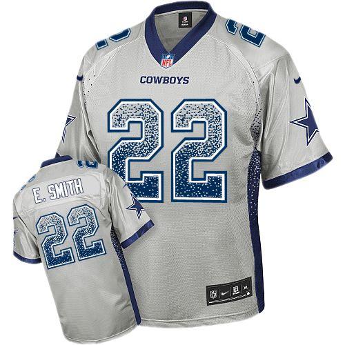 Cowboys #22 Emmitt Smith Grey Men's Stitched Elite Drift Fashion Jersey