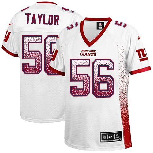 Giants #56 Lawrence Taylor White Women's Stitched Elite Drift Fashion Jersey