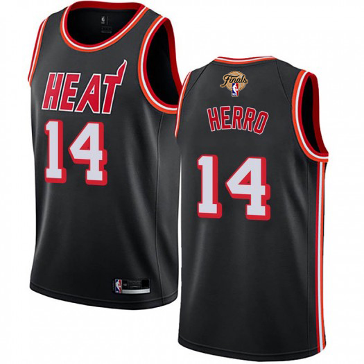 Heat #14 Tyler Herro Black 2023 Finals Patch Swingman Hardwood Classics Jersey