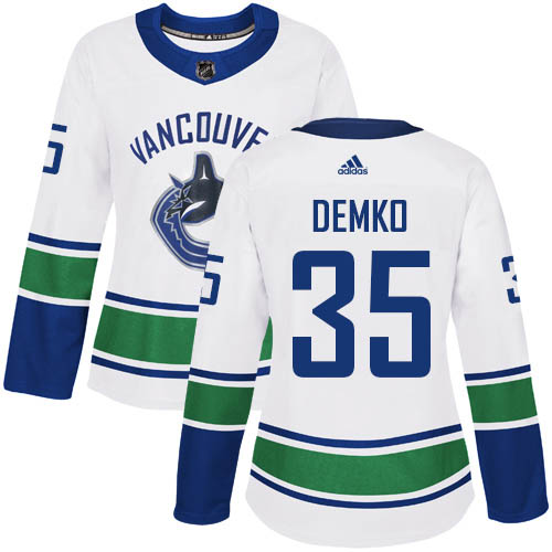 Adidas Vancouver Canucks #35 Thatcher Demko White Road Authentic Women's Stitched Jersey Womens