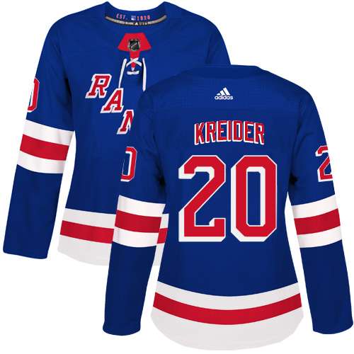 Adidas New York Rangers #20 Chris Kreider Royal Blue Home Authentic Women's Stitched Jersey Womens