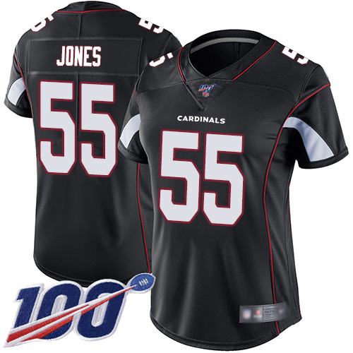 Arizona Cardinals #55 Chandler Jones Black Alternate Women's Stitched 100th Season Vapor Limited Jersey Womens