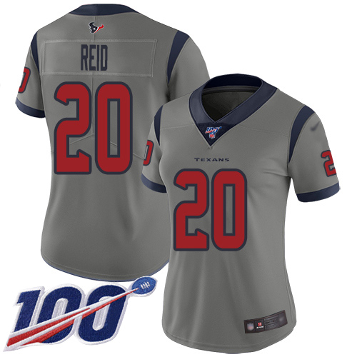 Houston Texans #20 Justin Reid Gray Women's Stitched Limited Inverted Legend 100th Season Jersey Womens