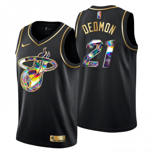 Miami Miami Heat #21 Dewayne Dedmon Mens Golden Edition Diamond Logo 2021/22 Swingman Jersey - Black Mens