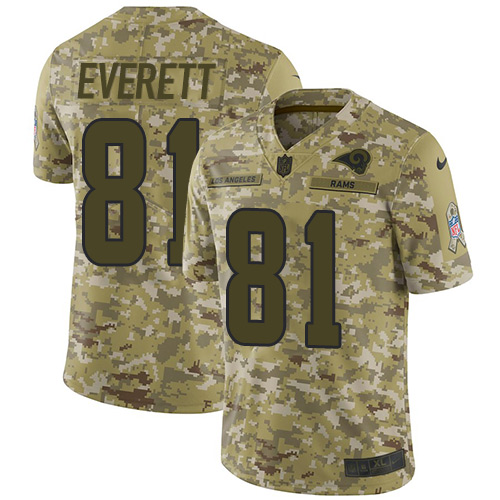 Los Angeles Rams #81 Gerald Everett Camo Men's Stitched Limited 2018 Salute To Service Jersey Men's