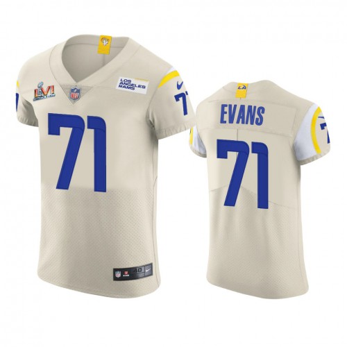 Los Angeles Los Angeles Rams #71 Bobby Evans Men's Super Bowl LVI Patch Vapor Elite Player Jersey - Bone Men's