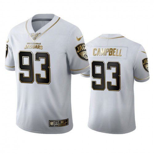 Jacksonville Jacksonville Jaguars #93 Calais Campbell Men's White Golden Edition Vapor Limited 100 Jersey Men's
