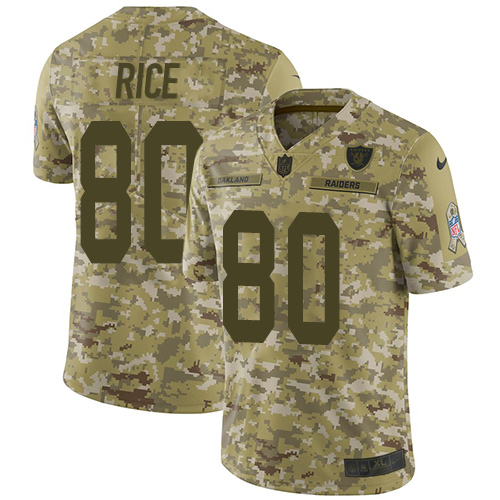 Las Vegas Raiders #80 Jerry Rice Camo Men's Stitched Limited 2018 Salute To Service Jersey Men's