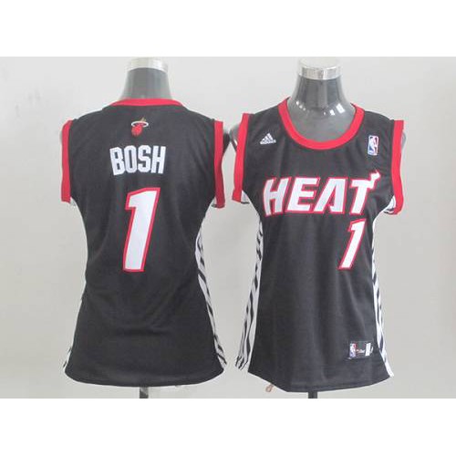 Miami Heat #1 Chris Bosh Black Road Womens Stitched Jersey Womens