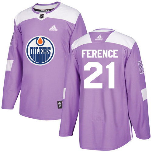 Adidas Edmonton Oilers #21 Andrew Ference Purple Authentic Fights Cancer Stitched Youth Jersey Youth