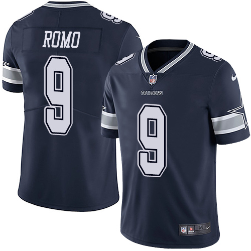 Dallas Cowboys #9 Tony Romo Navy Blue Team Color Men's Stitched Vapor Untouchable Limited Jersey Men's