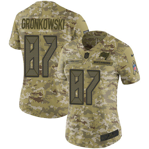 Buccaneers #87 Rob Gronkowski Camo Women's Stitched Limited 2018 Salute To Service Jersey