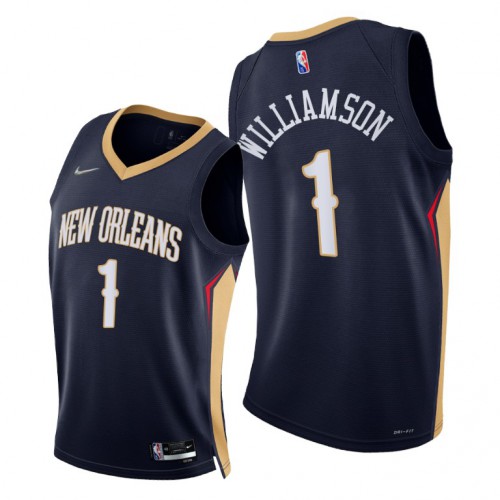 New Orleans Pelicans #1 Zion Williamson Womens 2021-22 75th Diamond Anniversary Jersey Navy Womens