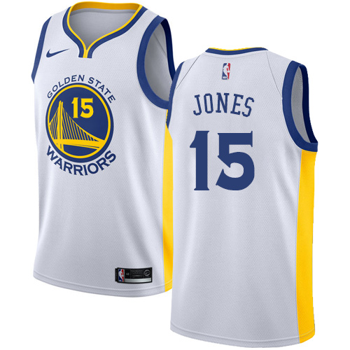 Golden State Warriors #15 Damian Jones White Swingman Association Edition Jersey Mens