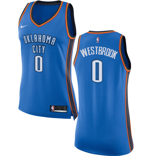 Oklahoma City Thunder #0 Russell Westbrook Blue Womens Swingman Icon Edition Jersey Womens