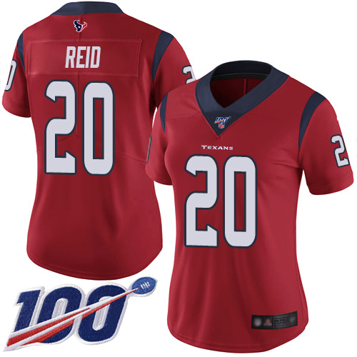 Houston Texans #20 Justin Reid Red Alternate Women's Stitched 100th Season Vapor Limited Jersey Womens