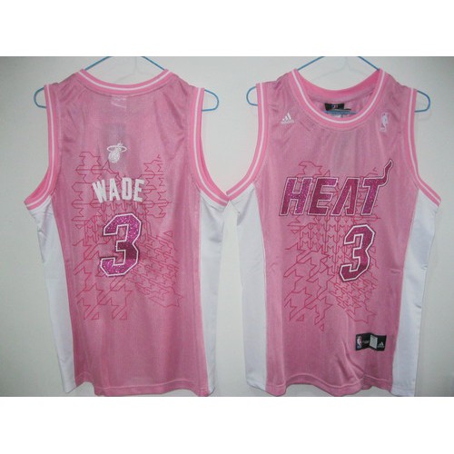 Miami Heat #3 Dwyane Wade Pink Fashion Womens Stitched Jersey Womens