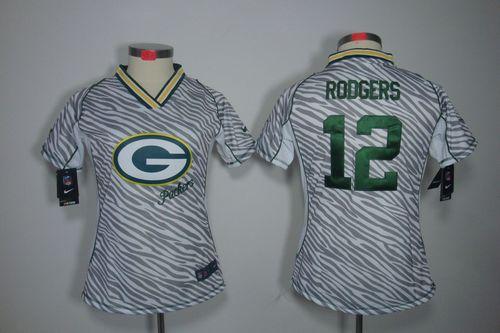 Packers #12 Aaron Rodgers Zebra Women's Stitched Elite Jersey