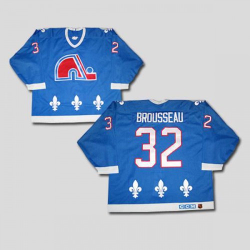 Quebec Nordiques #32 Paul Brousseau Stitched CCM Throwback Blue Jersey Men's