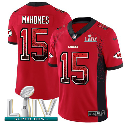 Chiefs #15 Patrick Mahomes Red Super Bowl LIV 2020 Team Color Men's Stitched Limited Rush Drift Fashion Jersey