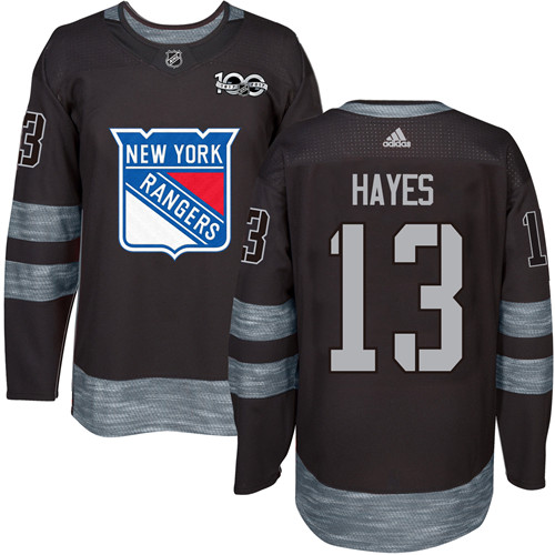 Adidas New York Rangers #13 Kevin Hayes Black 1917-2017 100th Anniversary Stitched Jersey Men's