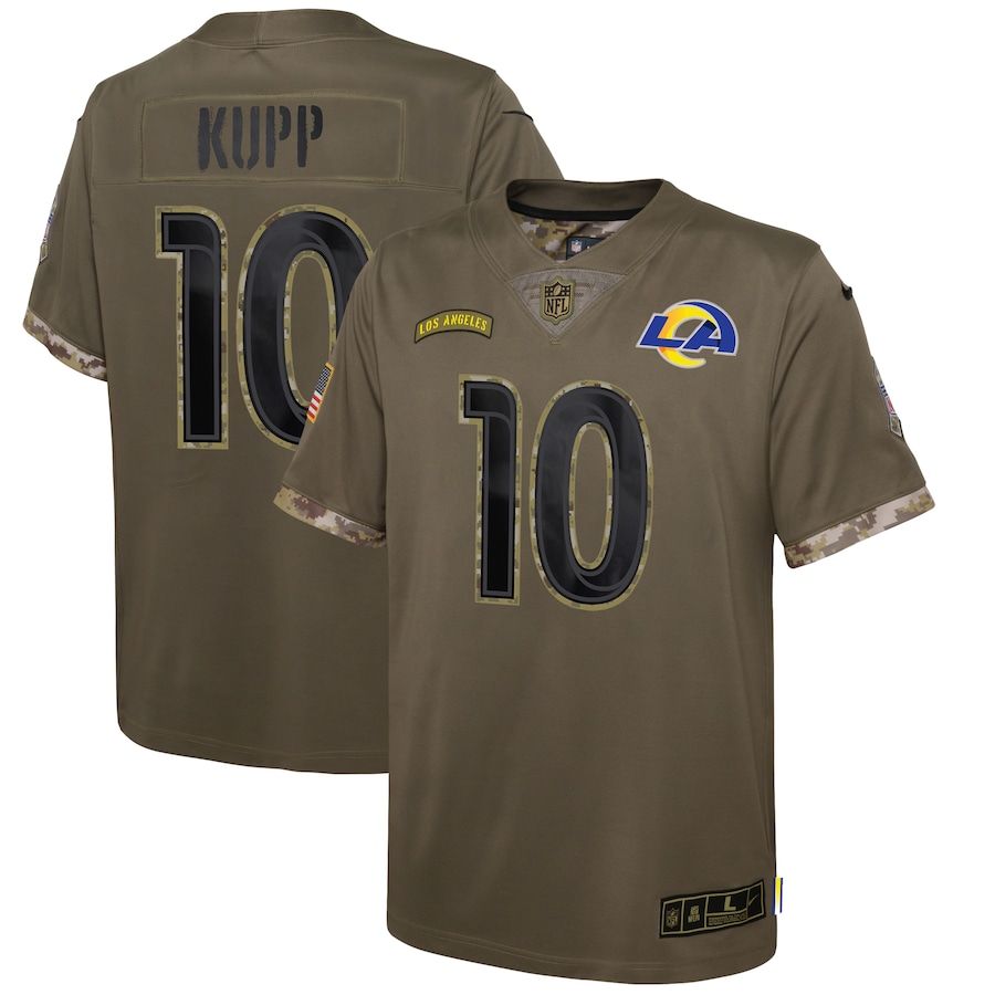 Los Angeles Rams #10 Cooper Kupp Youth 2022 Salute To Service Limited Jersey - Olive