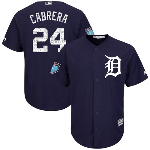 Detroit Tigers #24 Miguel Cabrera Navy Blue 2018 Spring Training Cool Base Stitched Jersey Men's