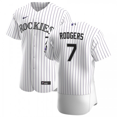Colorado Colorado Rockies #7 Brendan Rodgers Men's White Home 2020 Authentic Player Jersey Men's