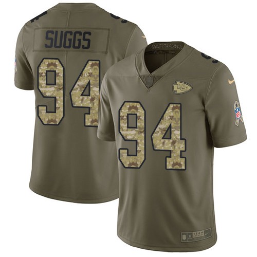 Kansas City Chiefs #94 Terrell Suggs Olive/Camo Men's Stitched Limited 2017 Salute To Service Jersey Men's