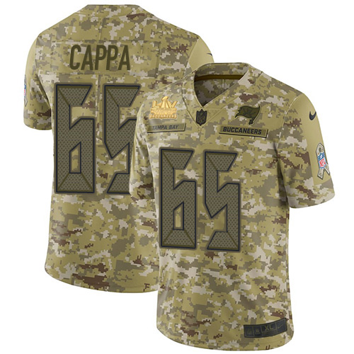 Tampa Bay Buccaneers #65 Alex Cappa Camo Youth Super Bowl LV Champions Patch Stitched Limited 2018 Salute To Service Jersey Youth
