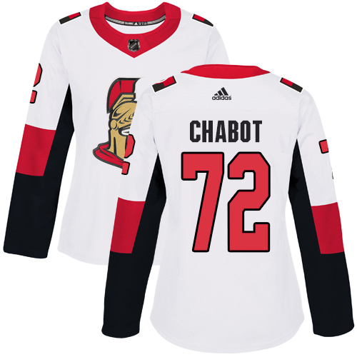 Adidas Ottawa Senators #72 Thomas Chabot White Road Authentic Women's Stitched Jersey Womens